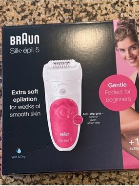 Braun Silk-épil 5 Epilator in Pink - Gentle Wet & Dry Hair Removal